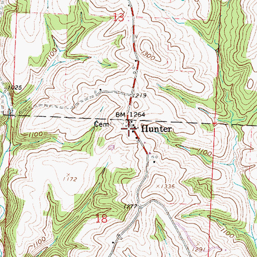 Topographic Map of Hunter, OH