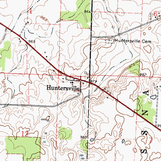Topographic Map of Huntersville, OH