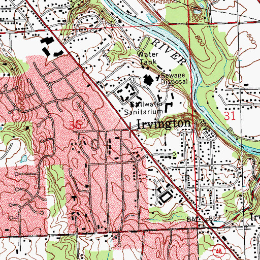 Topographic Map of Irvington, OH