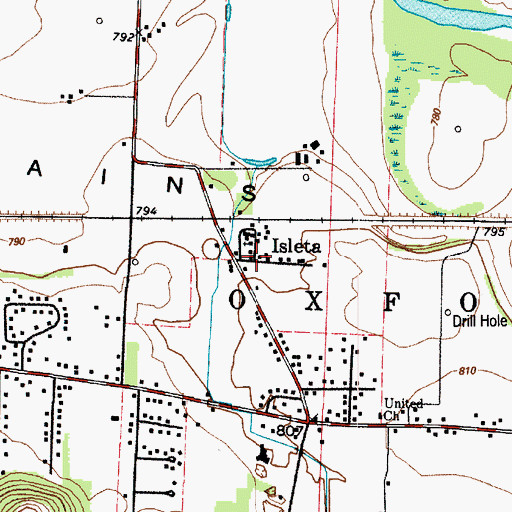 Topographic Map of Isleta, OH