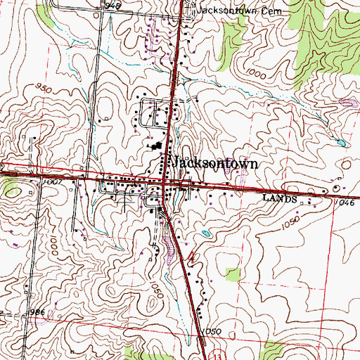 Topographic Map of Jacksontown, OH