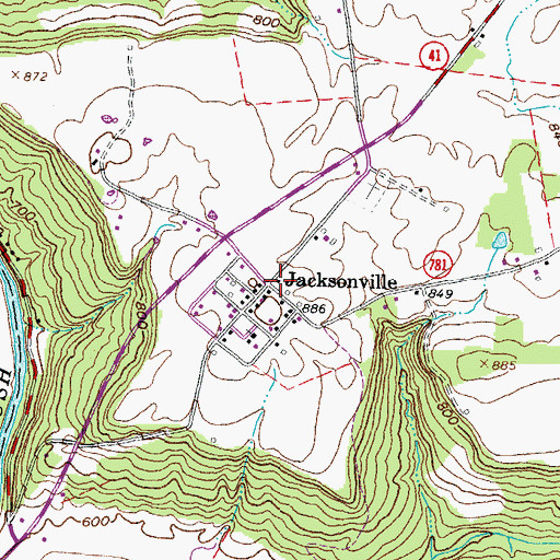 Topographic Map of Jacksonville, OH