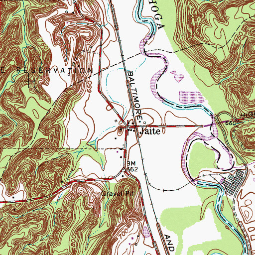 Topographic Map of Jaite, OH