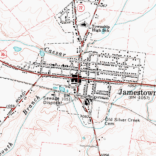 Topographic Map of Jamestown, OH