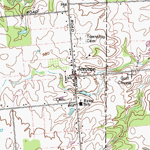 Topographic Map of Jerome, OH