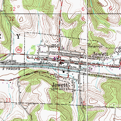 Topographic Map of Jewett, OH