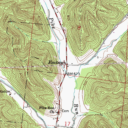 Topographic Map of Jimtown, OH