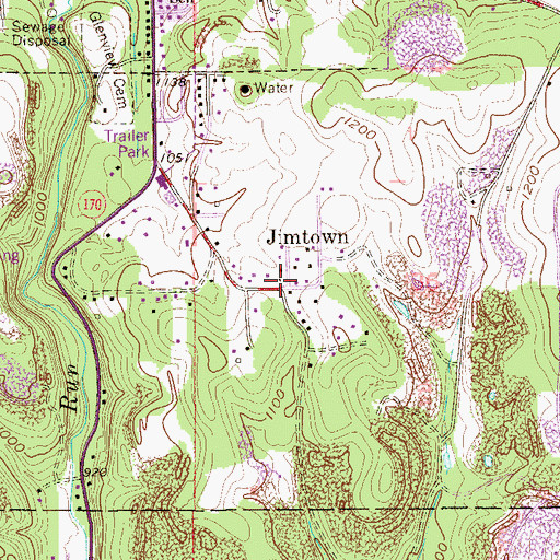 Topographic Map of Jimtown, OH