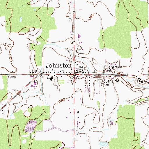 Topographic Map of Johnston, OH