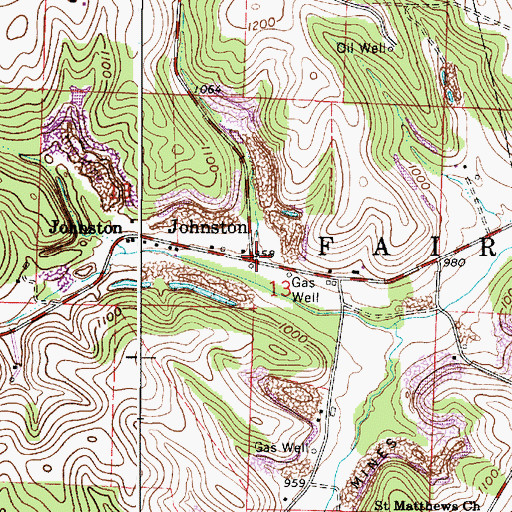 Topographic Map of Johnston, OH