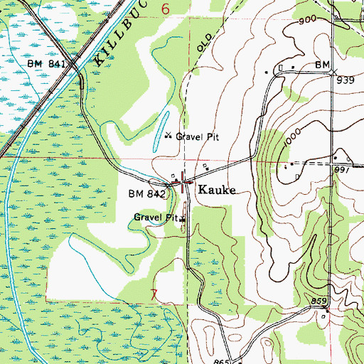 Topographic Map of Kauke, OH