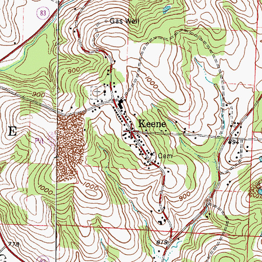 Topographic Map of Keene, OH
