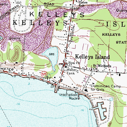 Topographic Map of Kelleys Island, OH