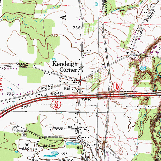 Topographic Map of Kendeigh Corner, OH