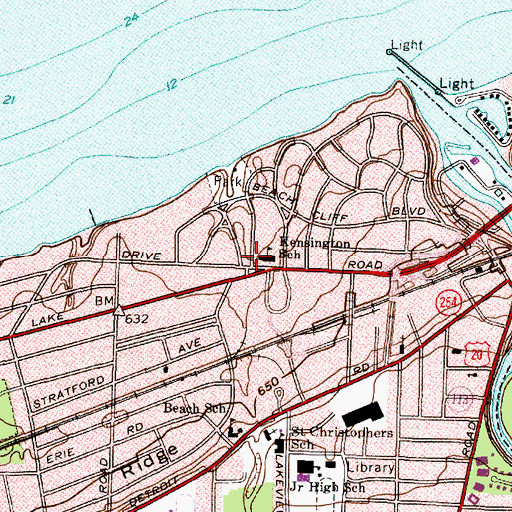 Topographic Map of Kensington School, OH