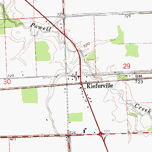 Topographic Map of Kieferville, OH