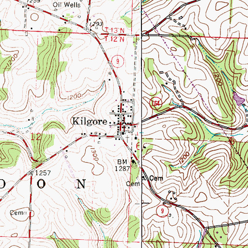 Topographic Map of Kilgore, OH