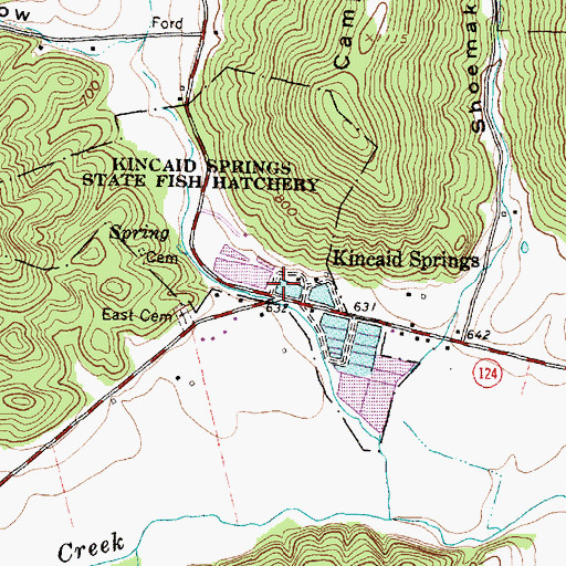 Topographic Map of Kincaid Springs, OH