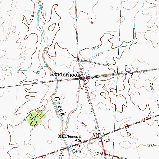 Topographic Map of Kinderhook, OH