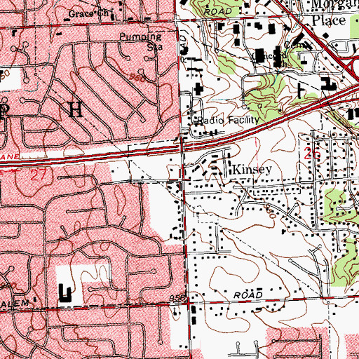 Topographic Map of Kinsey, OH