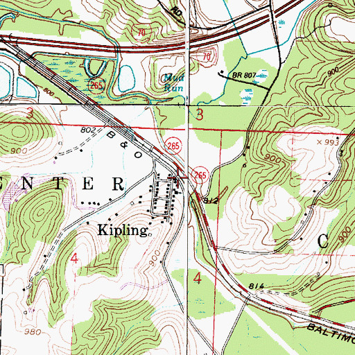 Topographic Map of Kipling, OH