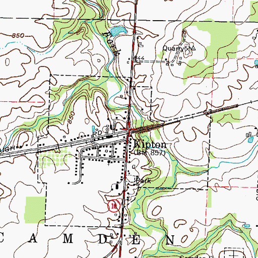 Topographic Map of Kipton, OH