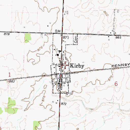 Topographic Map of Kirby, OH
