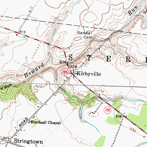 Topographic Map of Kirbyville, OH