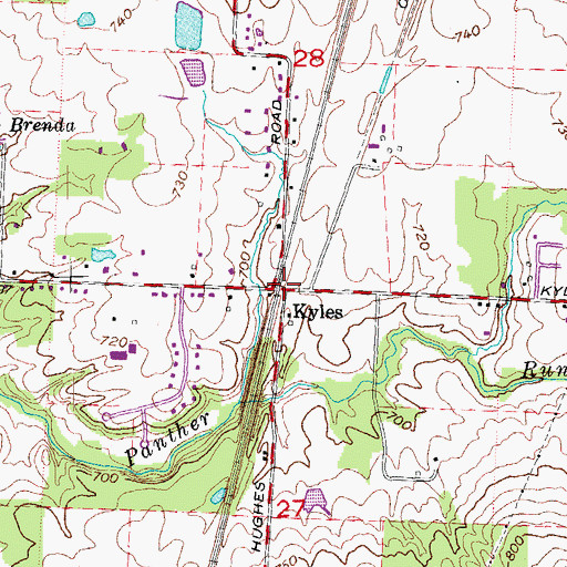 Topographic Map of Kyles, OH