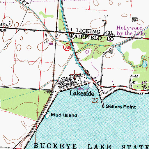 Topographic Map of Lakeside, OH