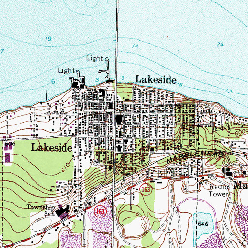 Topographic Map of Lakeside, OH