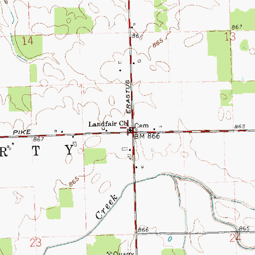 Topographic Map of Landfair Church, OH