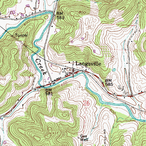 Topographic Map of Langsville, OH