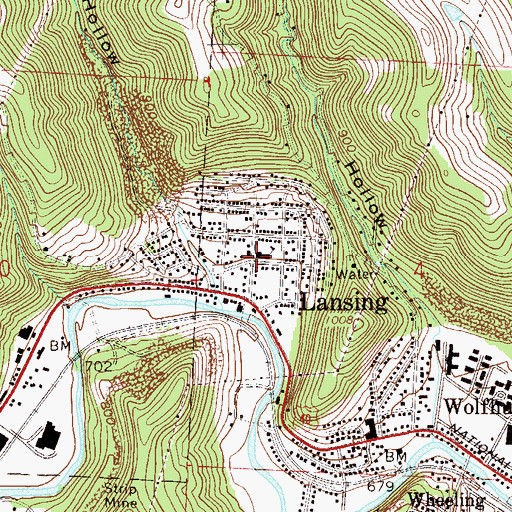 Topographic Map of Lansing, OH