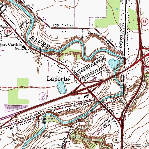 Topographic Map of Laporte, OH