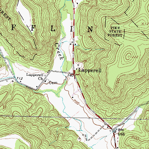 Topographic Map of Lapperell, OH
