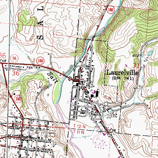 Topographic Map of Laurelville, OH