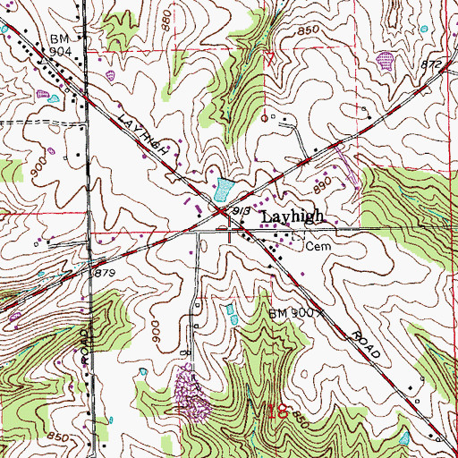 Topographic Map of Layhigh, OH