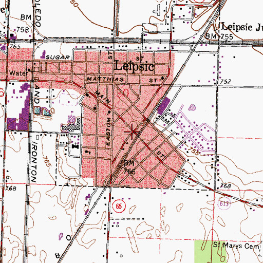 Topographic Map of Leipsic, OH
