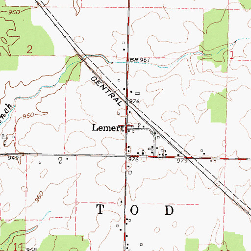 Topographic Map of Lemert, OH