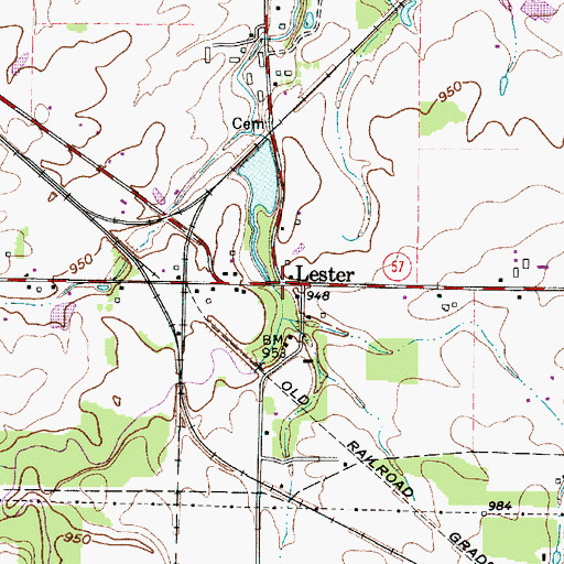 Topographic Map of Lester, OH