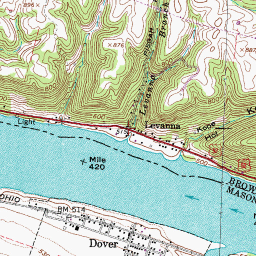 Topographic Map of Levanna, OH