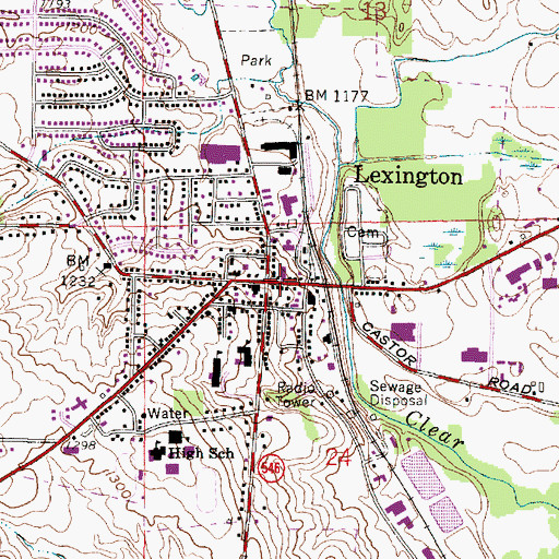 Topographic Map of Lexington, OH