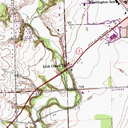 Topographic Map of Lick Creek Church of the Brethren, OH