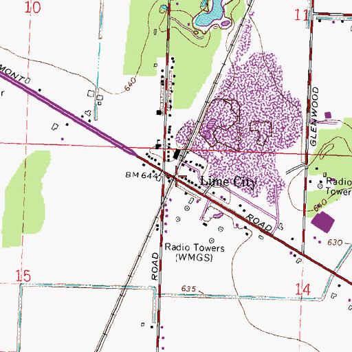 Topographic Map of Lime City, OH