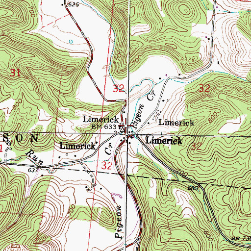Topographic Map of Limerick, OH