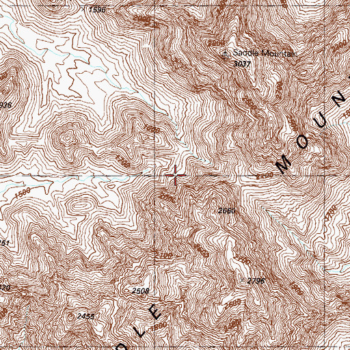 Topographic Map of Saddle Mountain, AZ