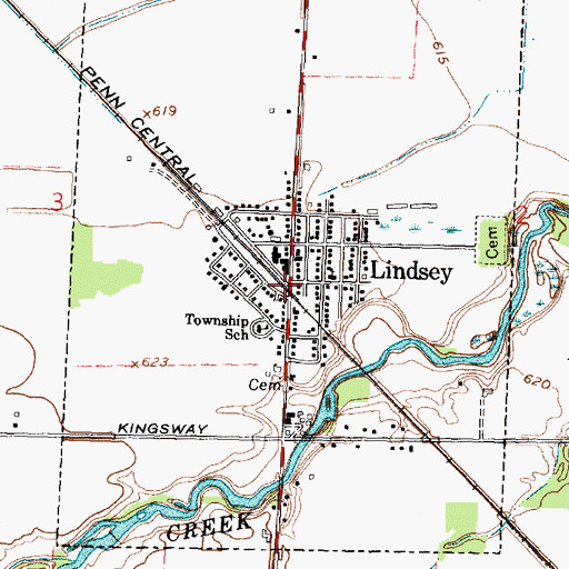 Topographic Map of Lindsey, OH