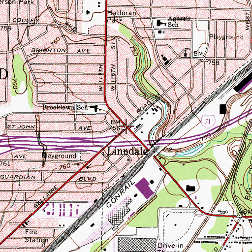 Topographic Map of Linndale, OH