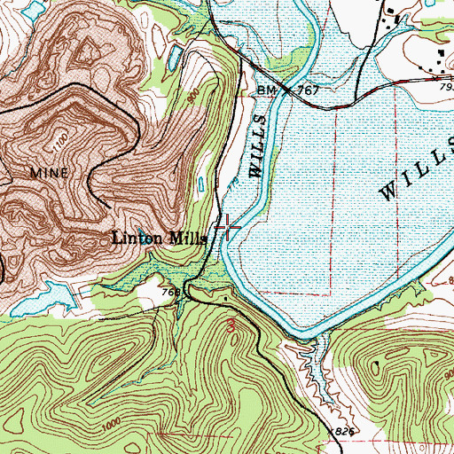 Topographic Map of Linton Mills, OH